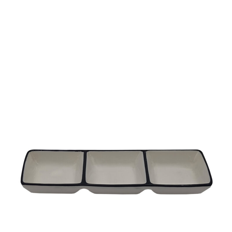 Zest Porcelain Üçlü Sosluk 20Cm X 6,5Cm-Riva Siyah - 1