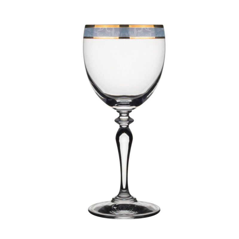 44085 Paşabahçe Elegance Kadeh Mavi Bantlı Yaldızlı 270 cc - 1