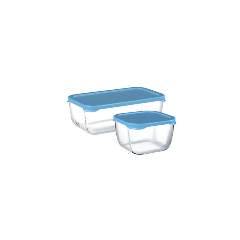 96881 Paşabahçe Snowbox 3'lü Mavi Kapaklı Saklama Kabı Set - 1