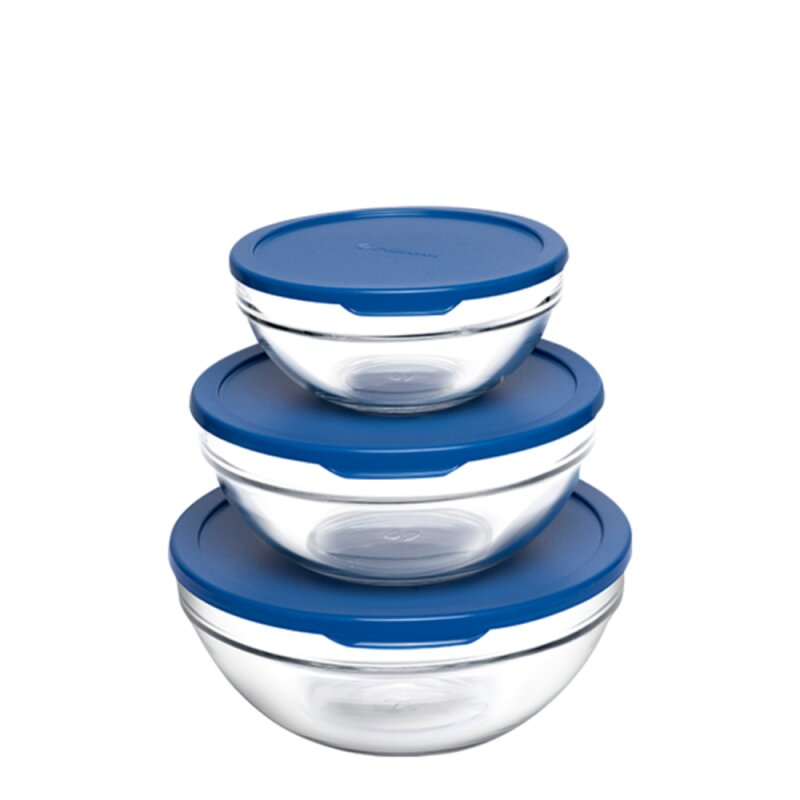 97314 Paşabahçe Chef's Mavi Kapaklı 3'lü Saklama Kabı Set - 1