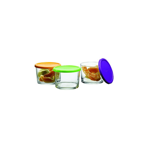 98740 Paşabahçe Bistro Kapaklı 3'lü Renkli Saklama Set - PAŞABAHÇE