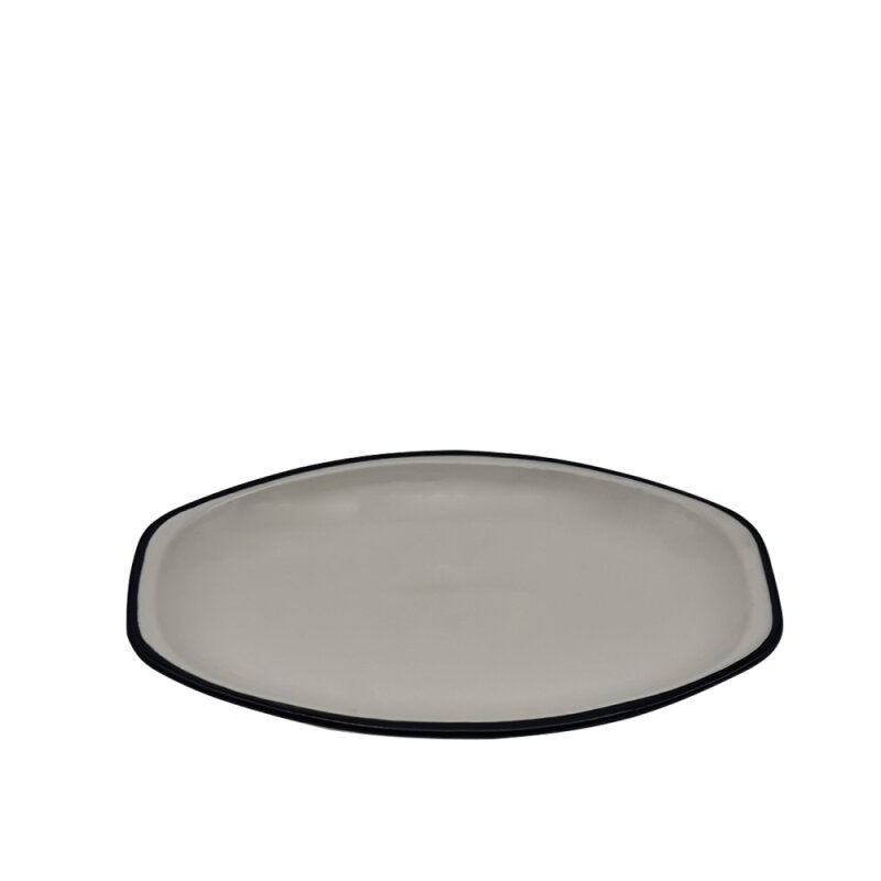 Zest Porcelain Alis Kayık Tabak 22 Cm-Riva Siyah - 1