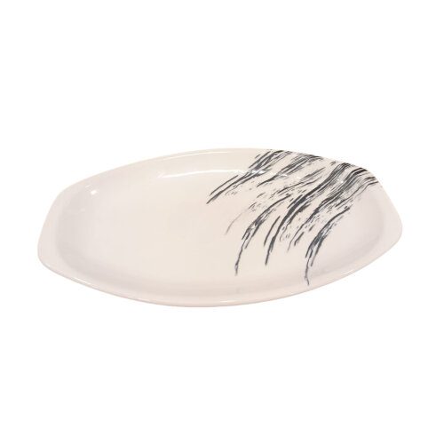 Zest Porcelain Alis Kayık Tabak 29Cm-Crescent Siyah - ZEST PORCELAIN