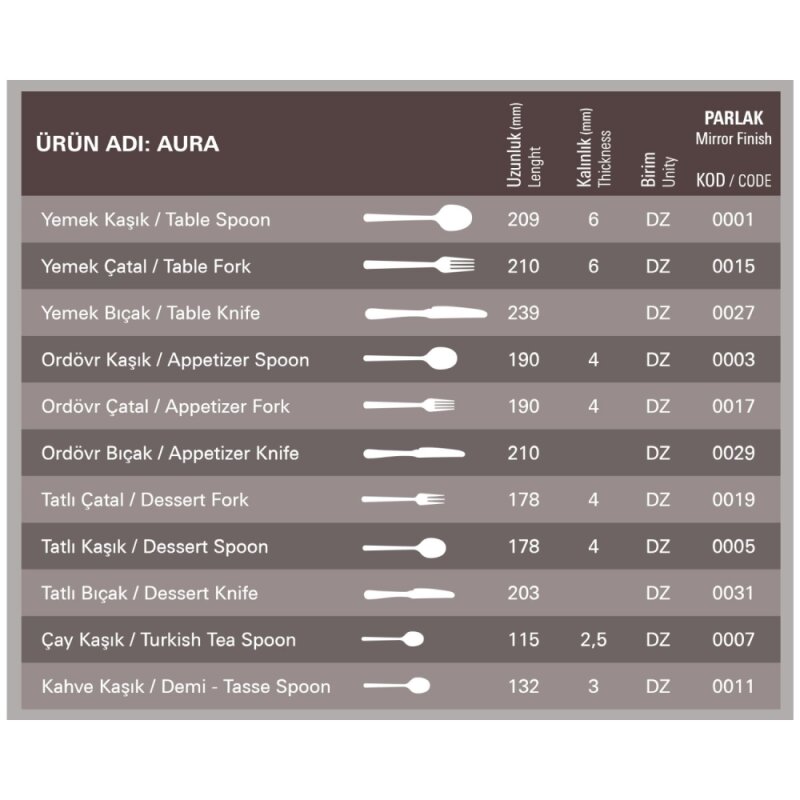 Aryıldız Aura Ordövr Kaşık 185 Mm - 2