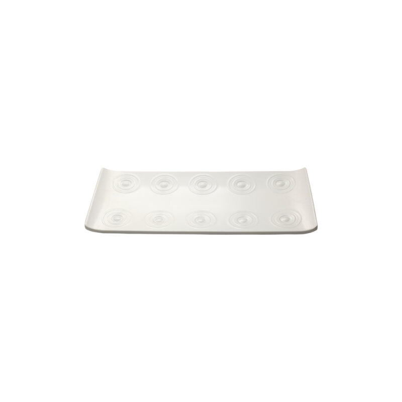 Ultraform Beyaz Melamin Desenli Dik Dörtgen Sunum Tabak. 25 Cm - 1
