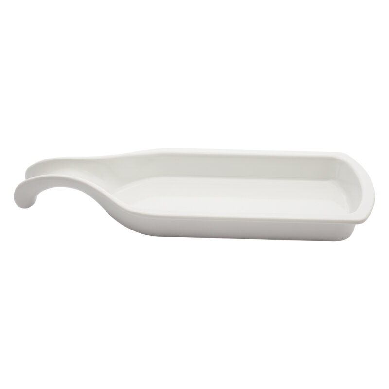 Beyaz Melamin Kulplu Meze Tabak 47X18X5Cm - 1