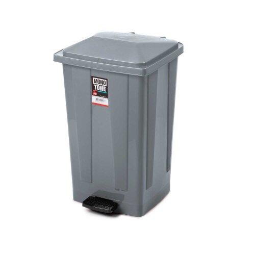Bora PLastik Pedallı Çöp Kovası Köşeli No:4 / 48 Lt Gri - BORA PLASTİK