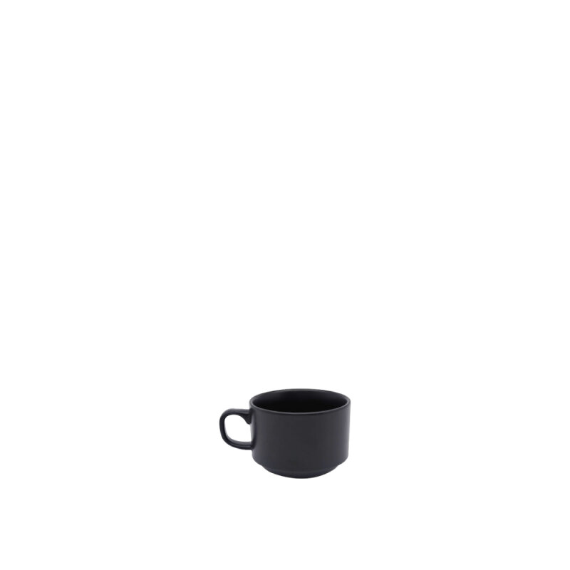 Tulu Porselen Flat Çay Fincanı - Saten 64 Siyah FLT01CFST64 - 1
