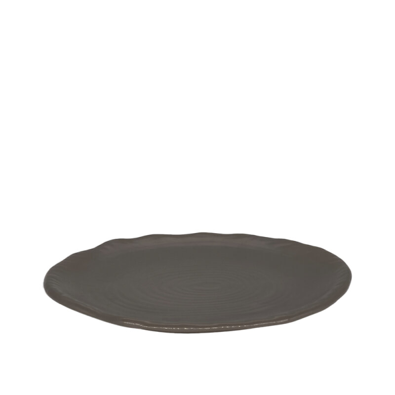 Gri Melamin Desenli Oval Tabak 30X21Cm - 1