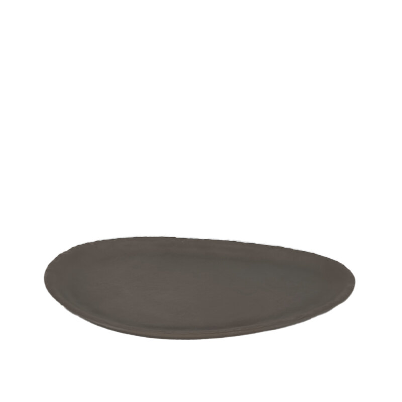 Gri Melamin Oval Slate Tabak 30X19Cm - 1