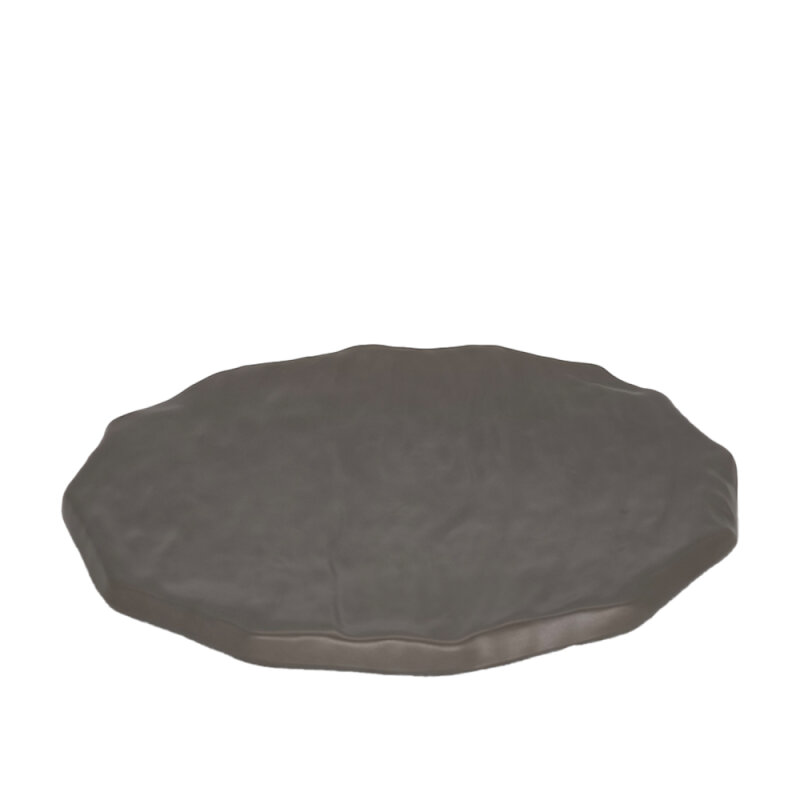 Gri Melamin Yuvarlak Slate Tabak 35Cm - 1