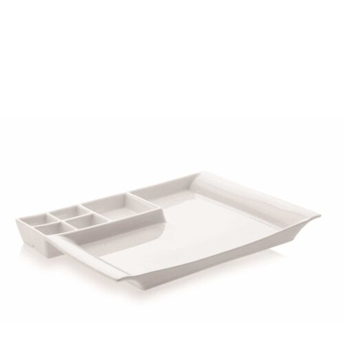 Güral Porselen Milano 37X26 cm Bölmelı Servıs Tabağı - GÜRAL PORSELEN