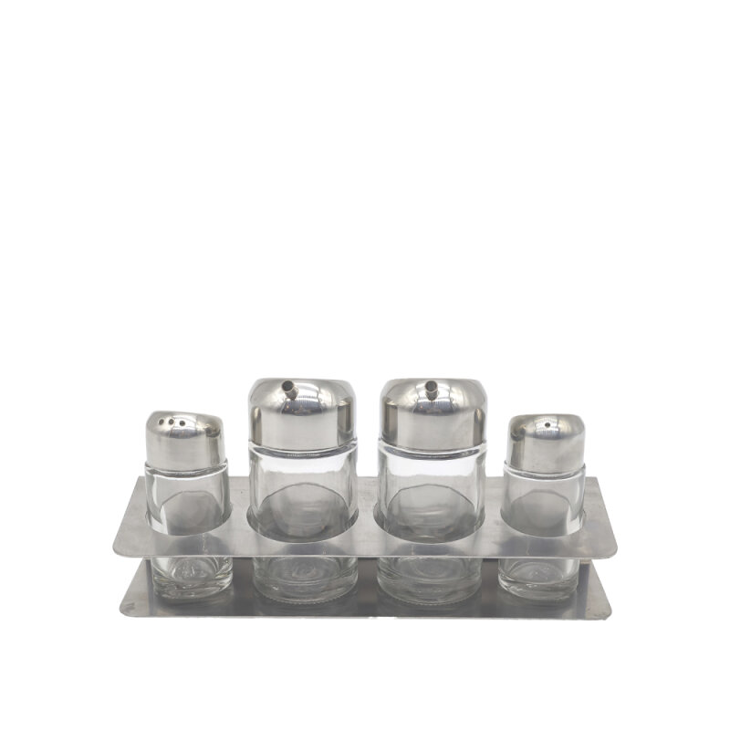 5 Parça Tuzluk-Yağlık Set Standlı 23X7 Cm - 1