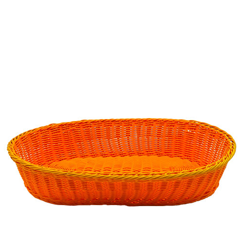 Plastik Hasır Elips Sepet 50X33X10 cm Turuncu - KLT