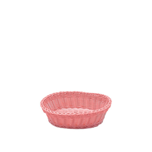 Plastik Hasır Oval Sepet 25X19X7 cm Açık Pembe - KLT