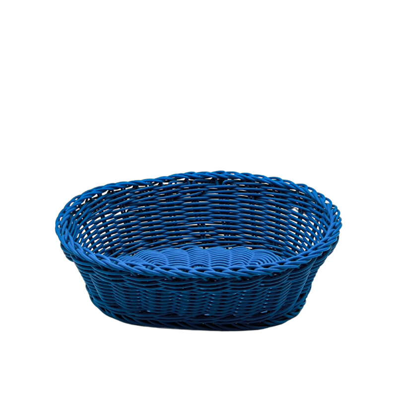 Plastik Hasır Oval Sepet 25X19X7 cm Petrol Mavisi - 1