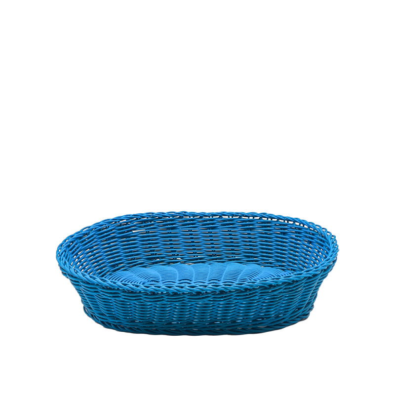 Plastik Hasır Oval Sepet 38X27X8,5 cm Petrol Mavi - 1