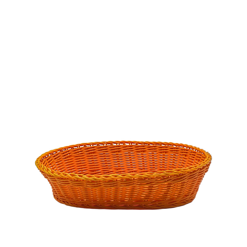 Plastik Hasır Oval Sepet 38X27X8,5 cm Turuncu - 1