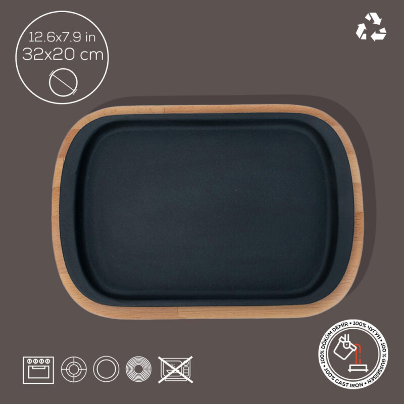 Lava Servis Tabağı 32X20 Cm Ahşap Altlıklı - 2