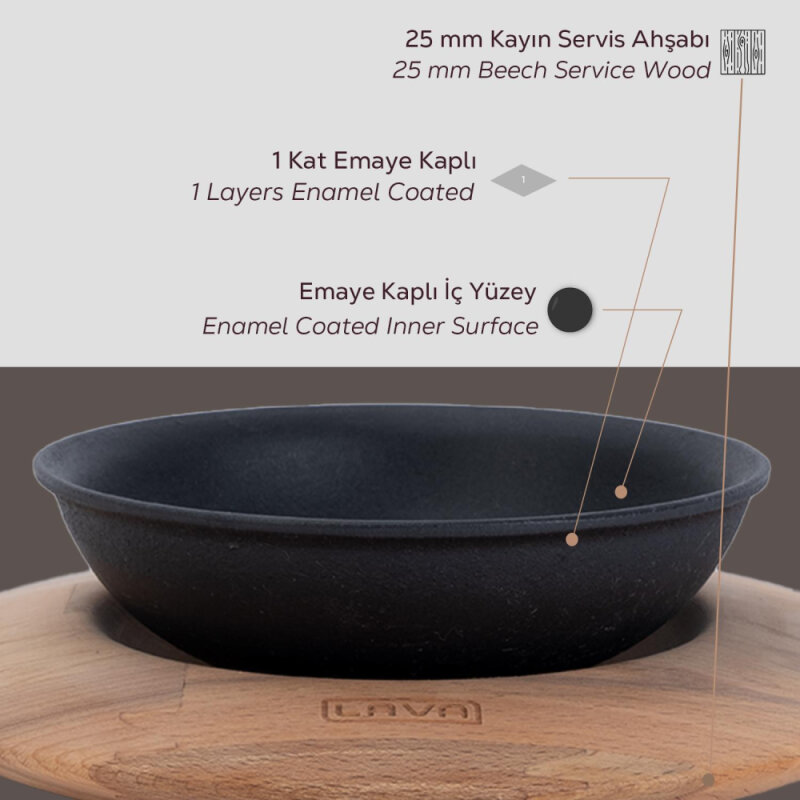 Lava Yuvarlak Kase Çap 14 Ahşap Altlıklı - 4