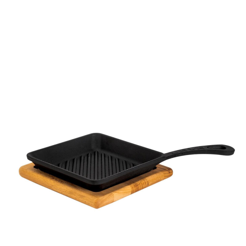 Lava mini Izgara Tava Ahşap Altlıklı Kare 16X16 - 1