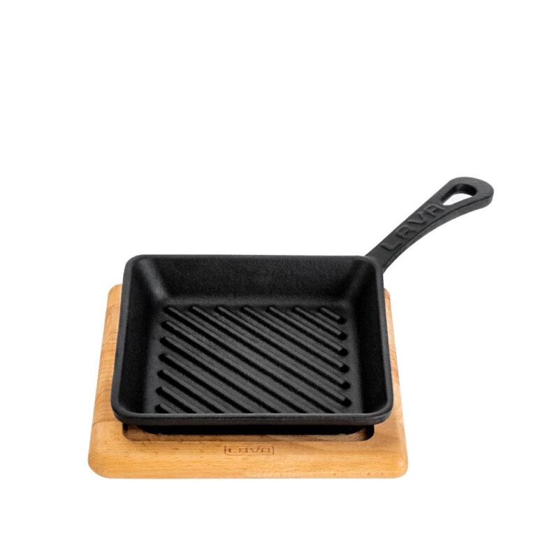 Lava mini Izgara Tava Ahşap Altlıklı Kare 16X16 - 2