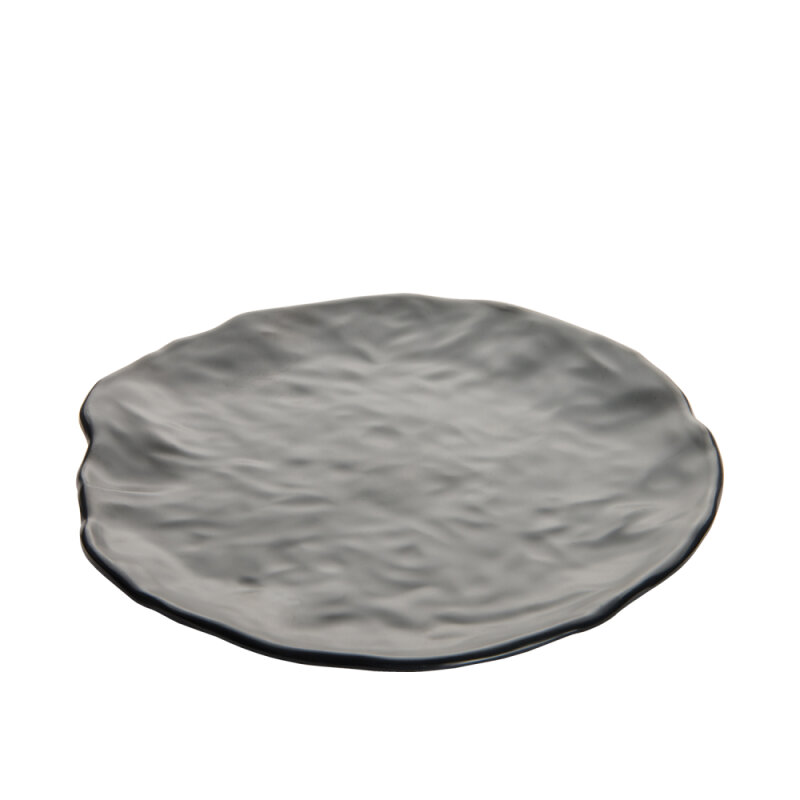 Mat Siyah Melamin Desenli Yayvan Tabak 31,5Cm - 1