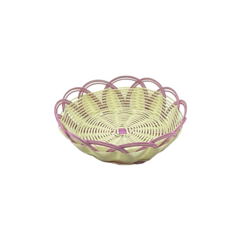 Pls.Hasır Yuvarlak Ekmek Sepeti Pembe 19X6 Cm - 1
