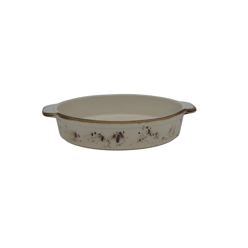 Zest Porcelain Salına Oval Kulplu Fırın Kabı 29Cm -Paris Krem - 1