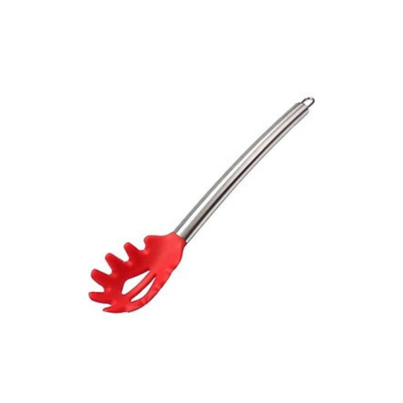Silikon Spagetti Kaşığı Çelik Saplı Kırmızı - 1