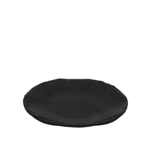 Siyah Melamin Kavisli Taş Görünümlü Sığ Tabak 18Cm - ULTRAFORM MELAMİN