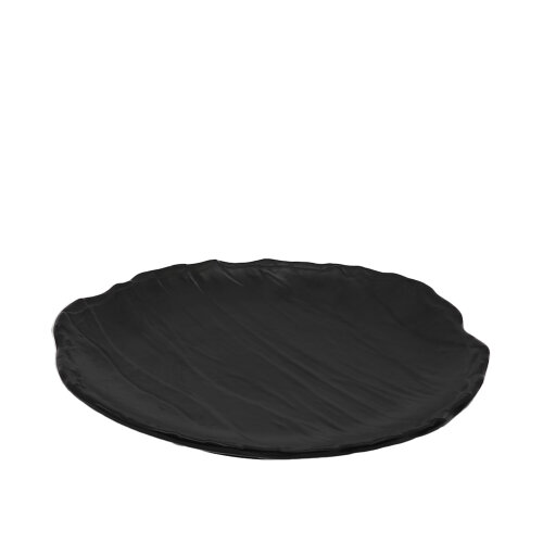 Siyah Melamin Kavisli Taş Görünümlü Sığ Tabak 32Cm - ULTRAFORM MELAMİN