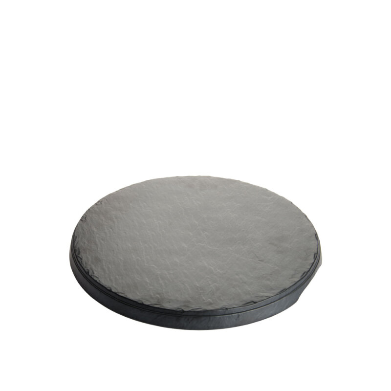 Siyah Melamin Oval Taş Görünümlü Tabak 25Cm - 1