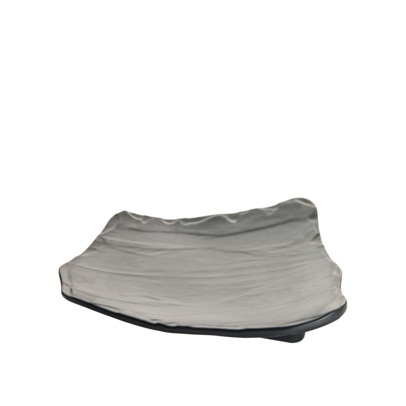 Siyah Melmn Kavisli Taş Görünümlü Sunum Tabak 24Cm - 1