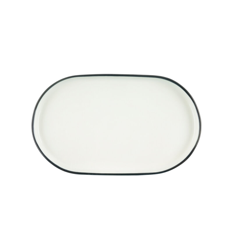 Zest Porcelain Step Kayık Tabak 25 X 15 Cm -Riva Siyah - 1