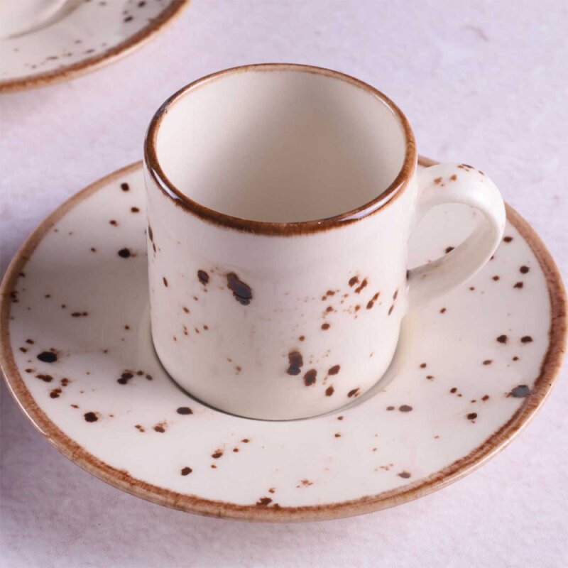 Zest Porcelain Flat Kahve Fincanı 90Cc -Paris Krem - 1