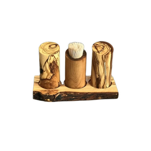 Zeytiniz Üçlü Doğal Form Tuzluk Seti19 X 7,5 Cm Stand - ZEYTİNİZ