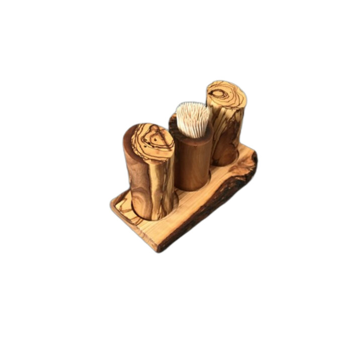 Zeytiniz Üçlü Doğal Form Tuzluk Seti19 X 7,5 Cm Stand - 2