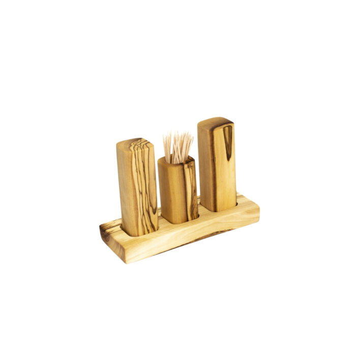 Zeytiniz Üçlü Tuzluk Kürdanlık Standlı Set17X7 Cm Stand / 1 - 1