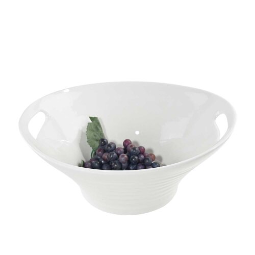 Ultraform Hotel Porselen 40 cm Kenarlı Kulplu Çizgili Büfe Kase - ULTRAFORM PORSELEN