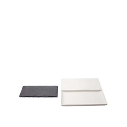 Ultraform Hotel Porselen İki Bölmeli Kare Sunum Tabak 25X25 cm - ULTRAFORM PORSELEN