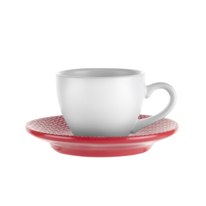 Ultraform Hotel Porselen M&M Kırmızı Espresso Fincan+Tabak 70 ml - 1