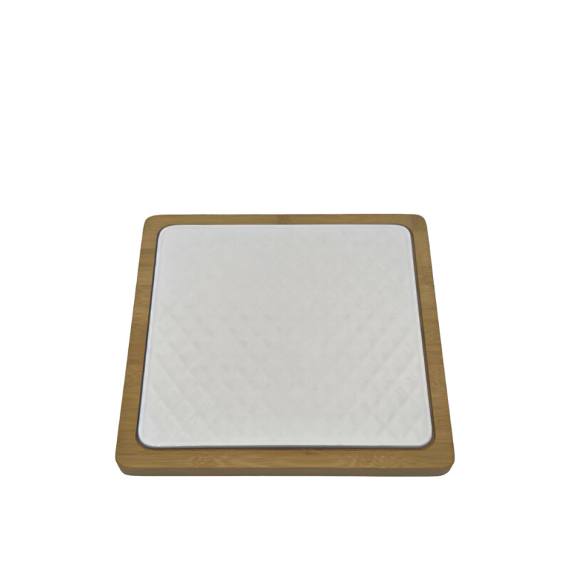 Ultraform Hotel Porselen Sunum Tabak Bambu Standlı 28 x28 - 1
